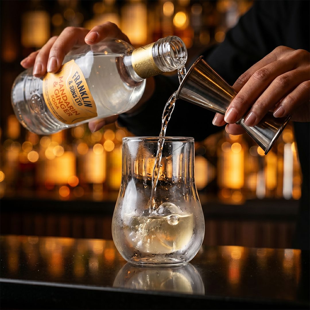 Refreshing drink served with craft ice