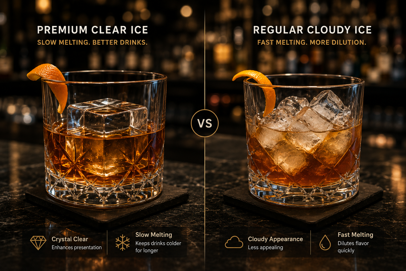 Premium Clear Ice vs Regular Cloudy Ice